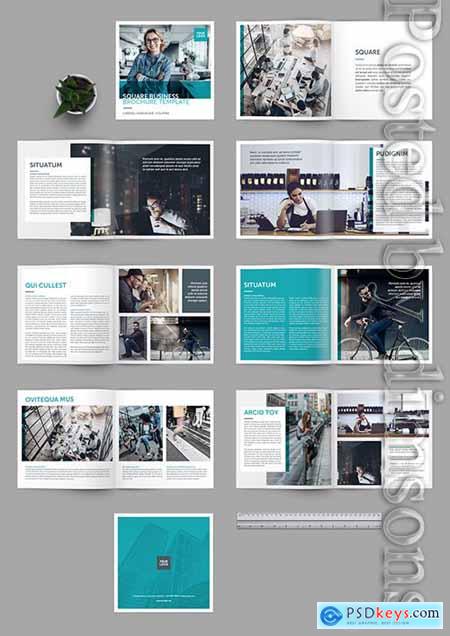 Square Brochure Layout with Teal Accents 233806433