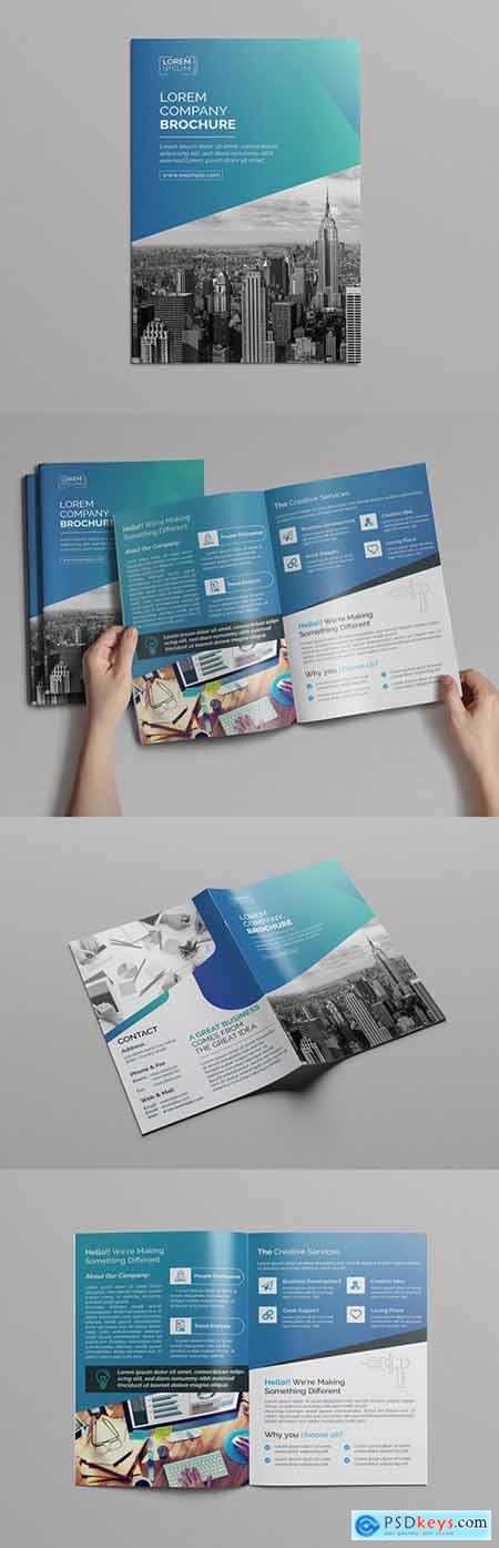 Blue Gradient Bi-Fold Brochure Layout 222187460