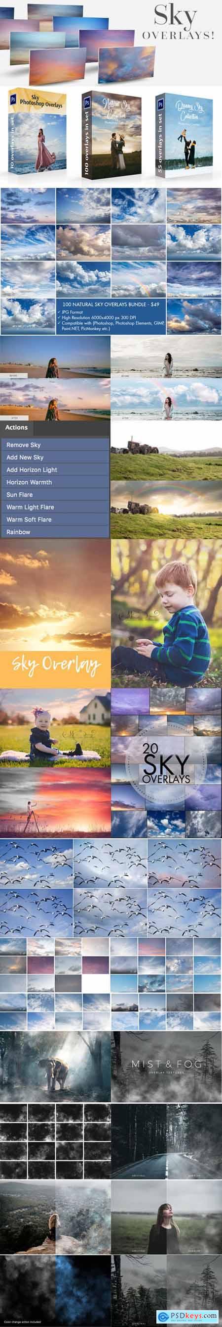 Big Bundle of Sky Overlay + Photoshop Actions for Photographers and Digital Artists