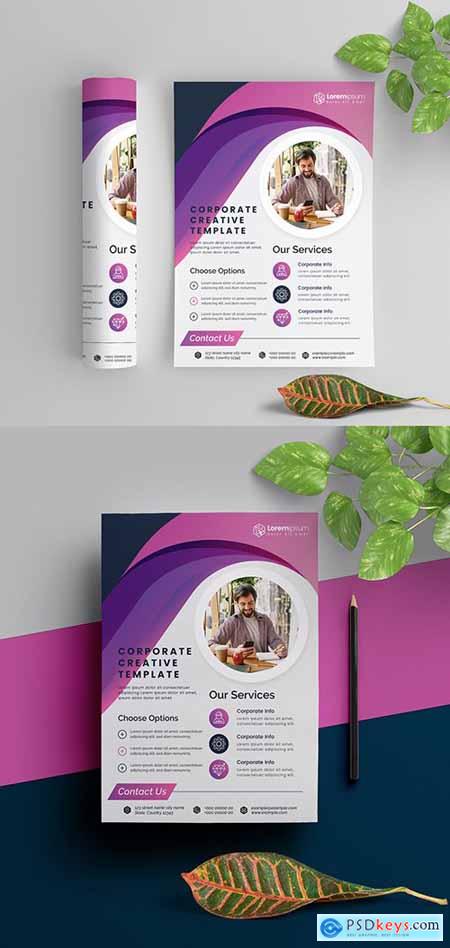 Corporate Flyer Layout with Purple Elements 290392311