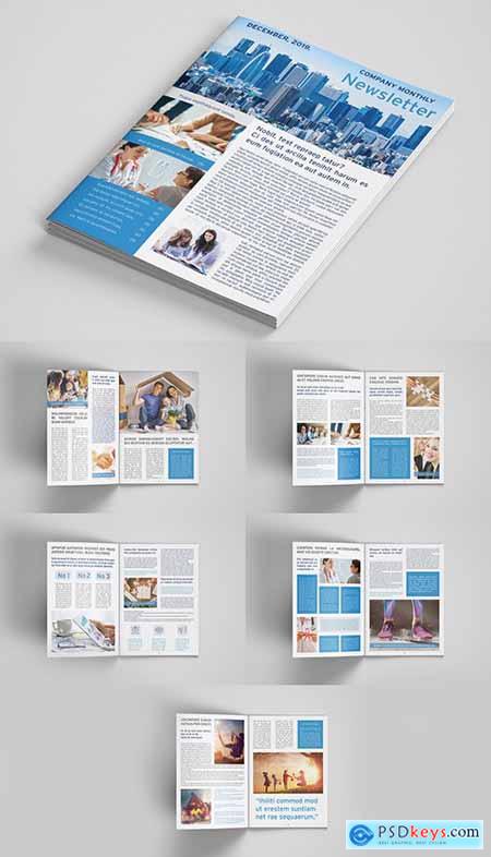 Company Newsletter Layout with Blue Accents 291535205