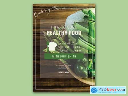 Cooking Poster Layout with Green Elements 291540525