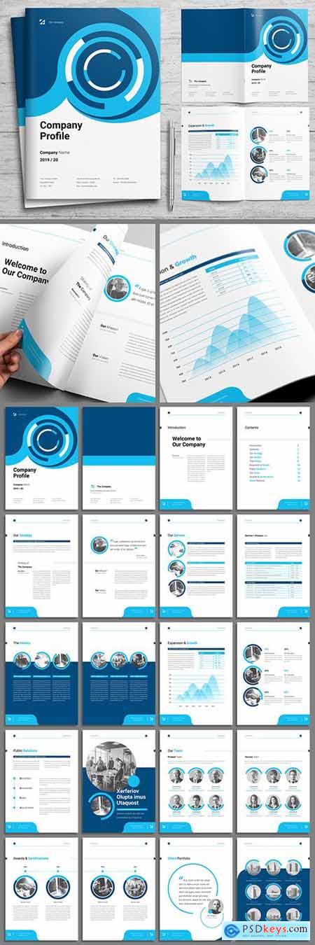 Corporate Profile Booklet Layout with Blue Accents 282730188