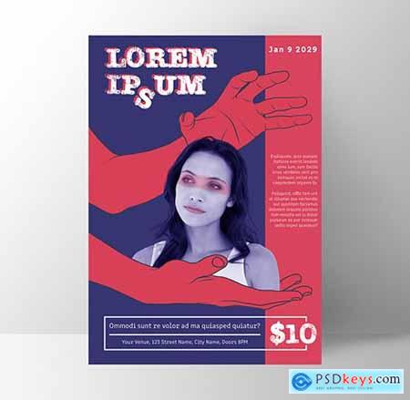 Event Poster Layout with Red Illustrative Elements 291540310
