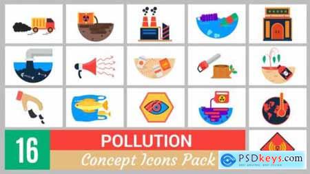 Videohive 16 Pollution Concept Icons Pack 24696421
