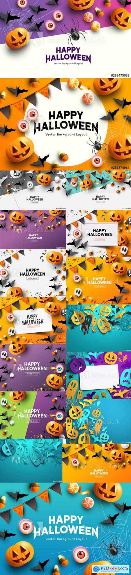 Set of Halloween Themed Party Backgrounds and Decorations