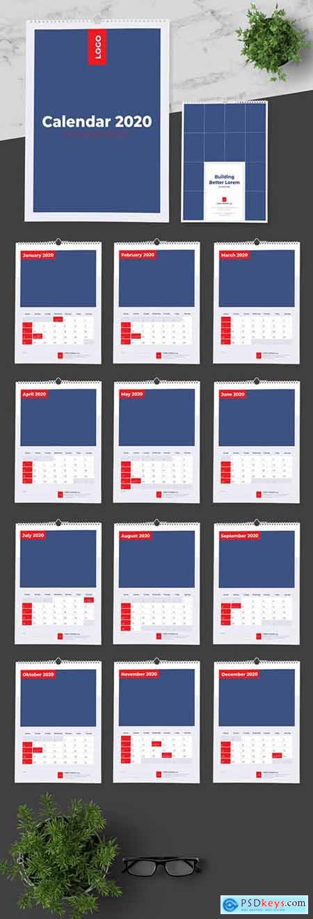 Calendar include US Holiday with Blue and Red Accents 292369933