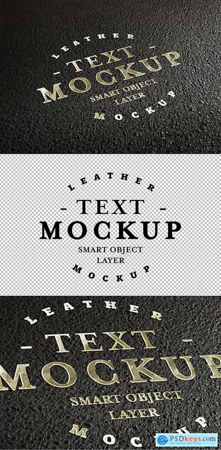 Embossed Golden Text Effect on Leather Mockup 279237284