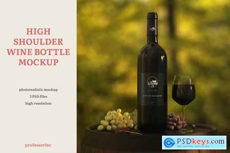 High Shoulder Wine Bottle Mockup 4159896