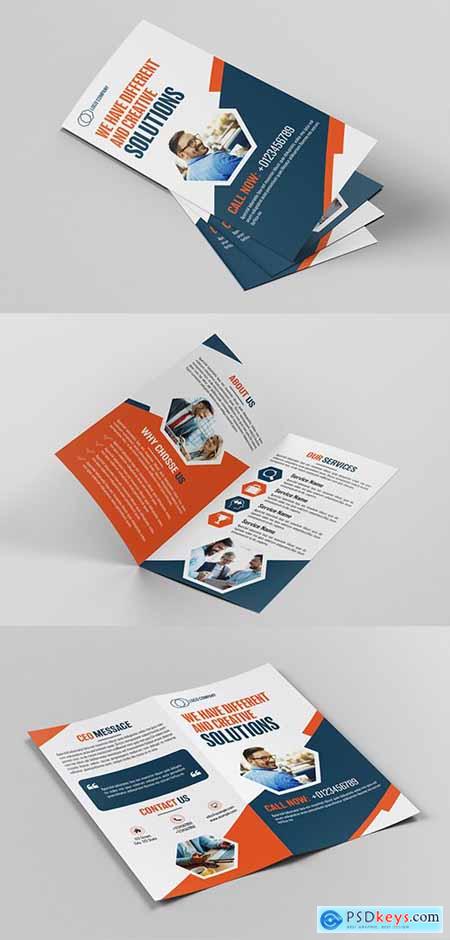 Brochure Layout with Orange and Blue Accents 200450126