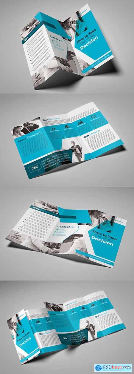 Gray and Teal Trifold Brochure Layout 207333385
