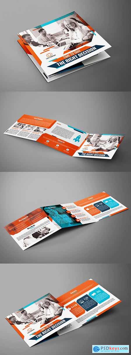 Square Trifold Brochure with Red and Teal Accents 207333383