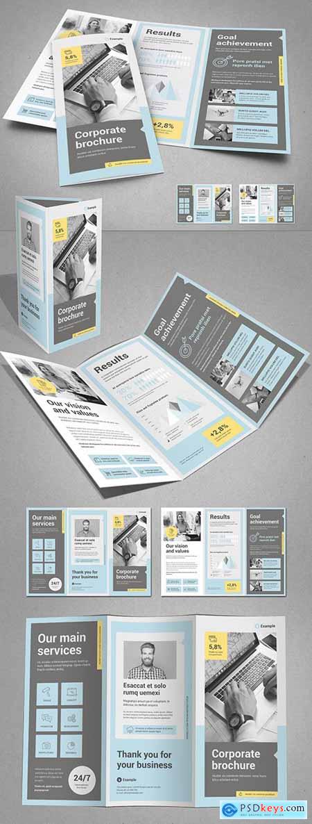 Trifold Brochure with Yellow Accents 255998708
