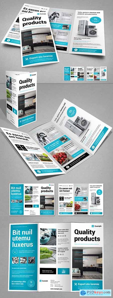 Tri-fold Brochure Layout in White and Cyan 287646155