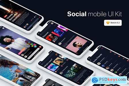 Social Mobile UI Kit for SKETCH, XD & FIGMA