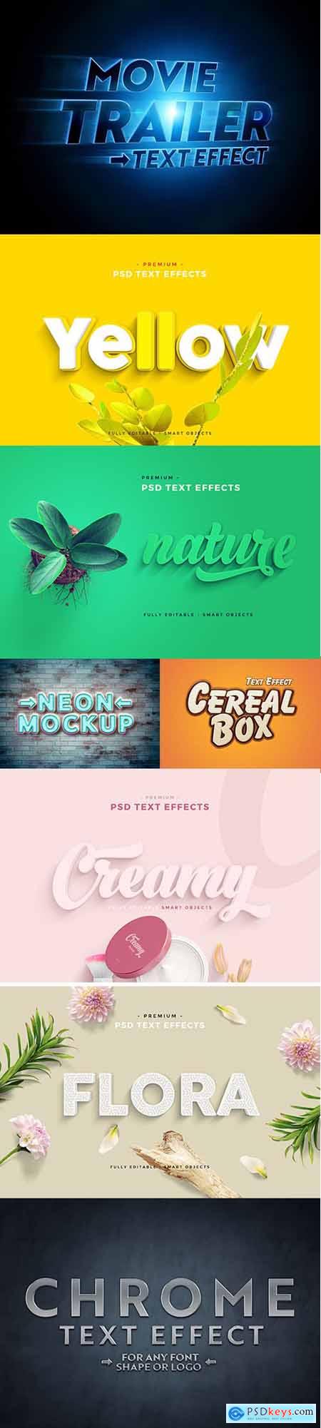 Collection of 8 PSD Text Effect