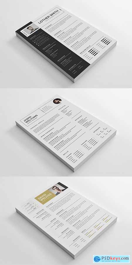 Clean and Minimalist CV Resume Template - 164-166