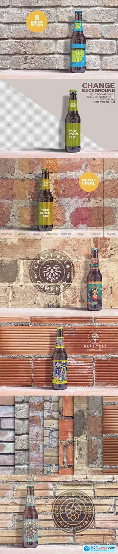 Brick Backgrounds Beer Mockup