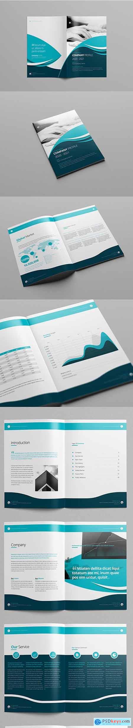 Company Profile Layout with Teal and Blue Accents 220149458