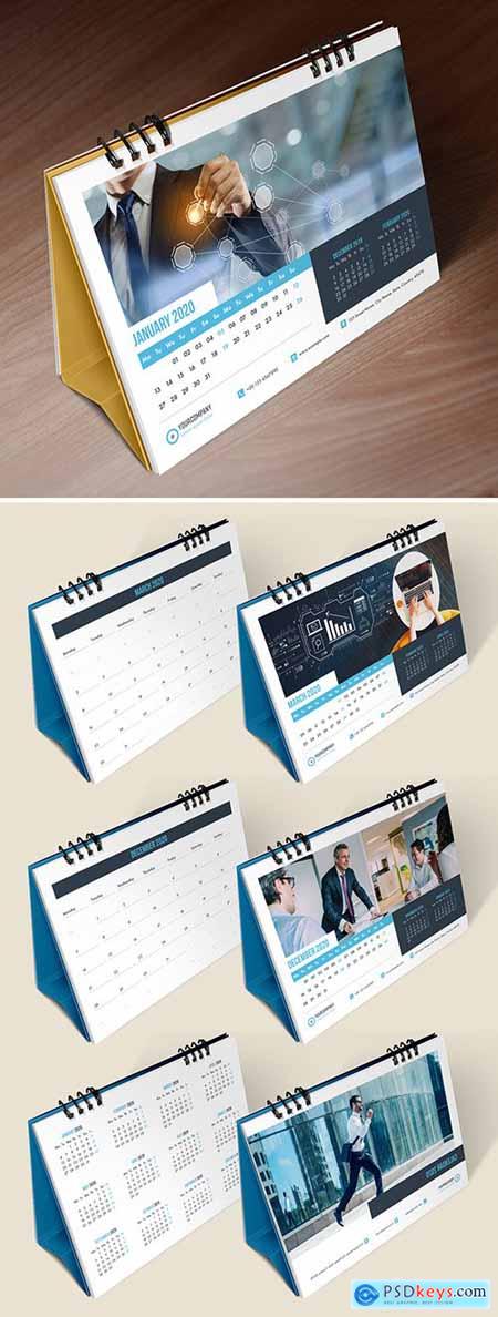 Desk Calendar Planner Layout with Bue Accents 293432262