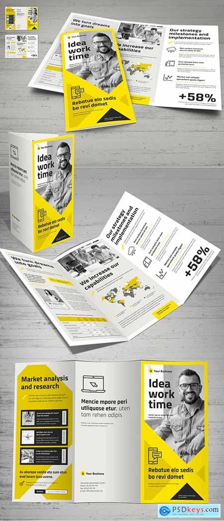 Yellow and White Trifold Brochure Layout 248943927