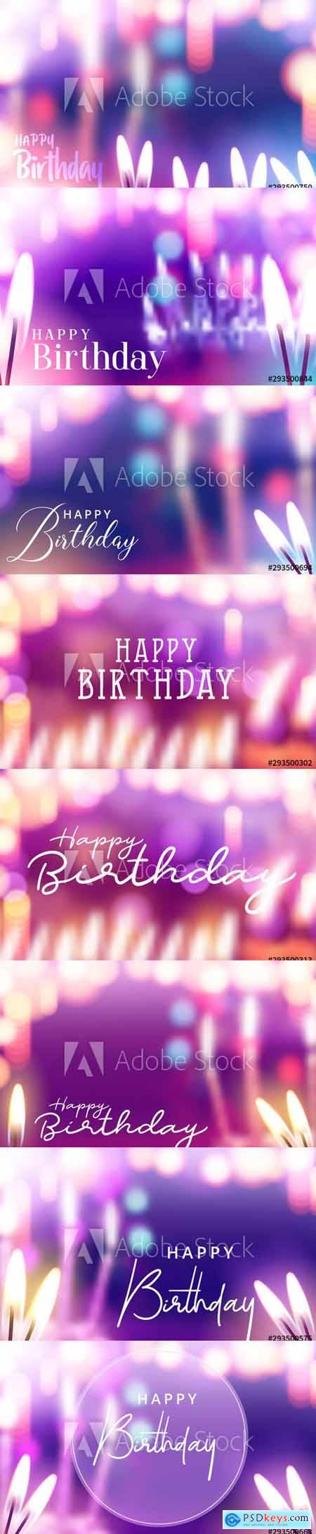 Vector Set - Birthday Design with Candle Lights Illustrations