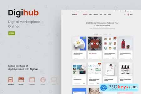 Digihub - Digital Marketplace Online PSD Template
