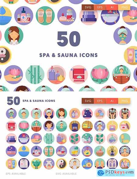 50 Spa & Sauna Icons
