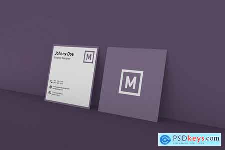 Square Business Card Wall Mockup