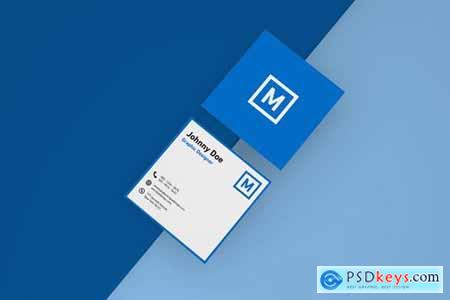 Square Business Card Mockup - Top View