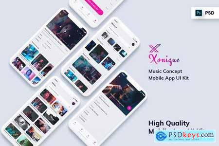 Xonique-Music Mobile App UI Kit Light Version