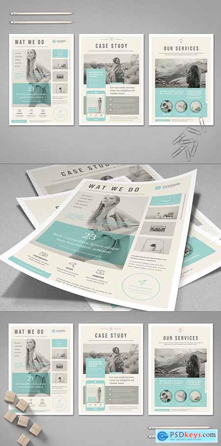 Beige Flyer Layout with Pale Blue Accents 295114425