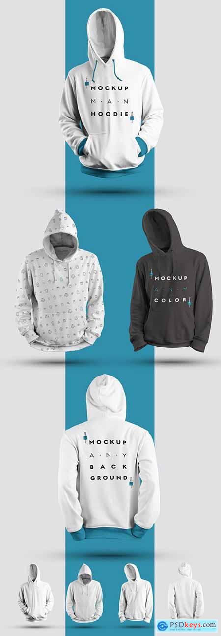 Hooded Sweatshirt Mockup Set with a Raised Hood 294888546