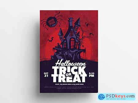 Halloween Illustrative Flyer Layout with Haunted House 295362381