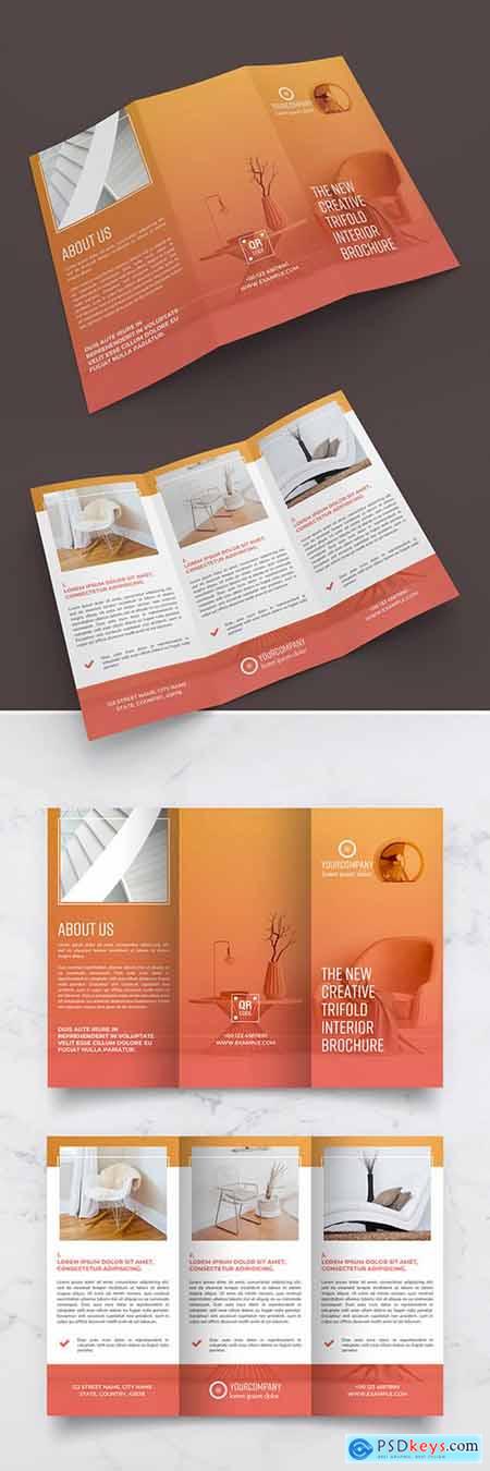 Trifold Brochure Layout with Orange Gradients 290594720