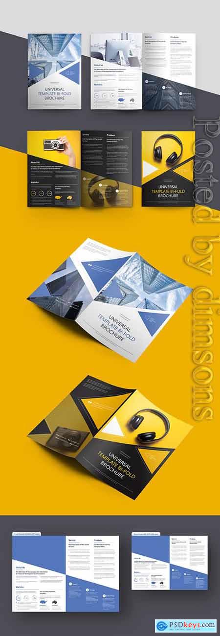 Bifold Brochure Layout with Triangular Elements 223750745