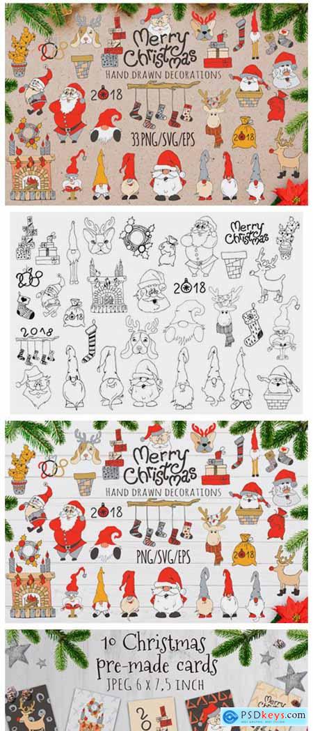 Merry Christmas Hand Drawn Decorations 1786721