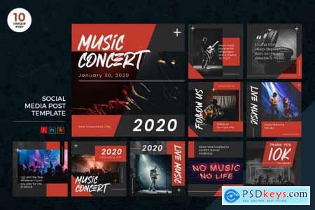 Live Music Concert Social Media Kit PSD & AI