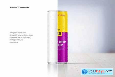Energy Drink Can Mock-up with Water Droplets
