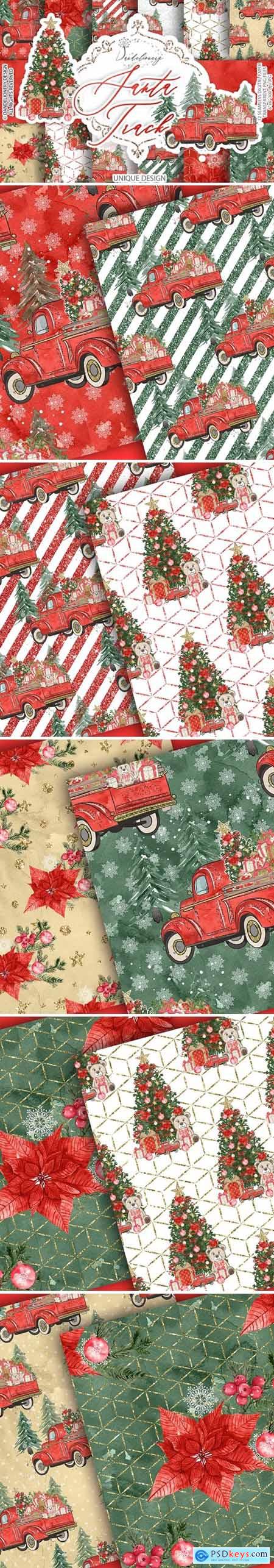 Christmas Car digital paper pack