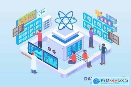 Isometric Data Science Vector Concept
