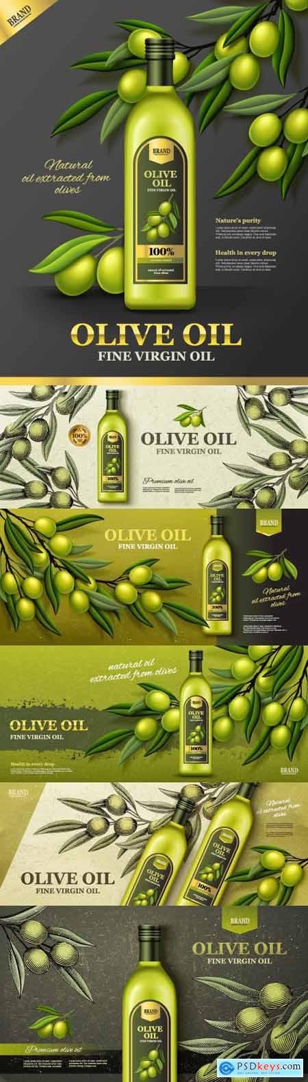Olive oil banner vector ads