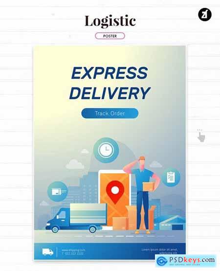 Logistic and delivery illustration with layout