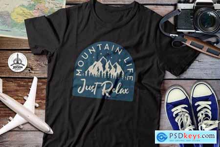 Mountain Life Logos, Retro Camping Badges T-Shirt