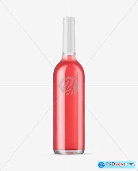 Clear Glass Pink Wine Bottle Mockup 50427