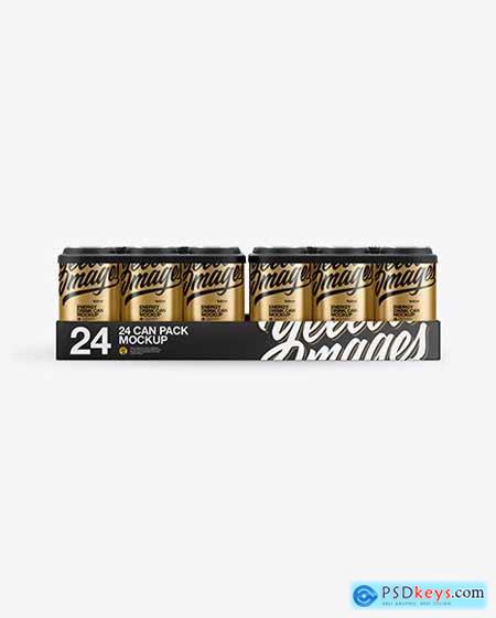 Pack with 24 Matte Metallic Cans Mockup 50454