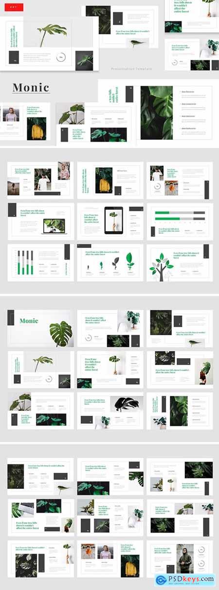 Monic - Green Exotic Plant Powerpoint, Keynote and Google Slides Templates
