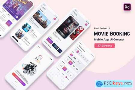 Ocodile-Movie Booking MobileApp UI Kit Light (XD)