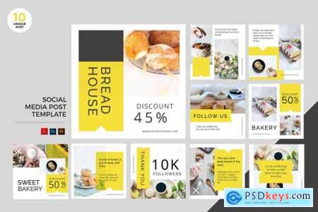 Bakery Social Media Kit PSD & AI Template