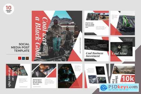 Coal Mining Social Media Kit PSD & AI